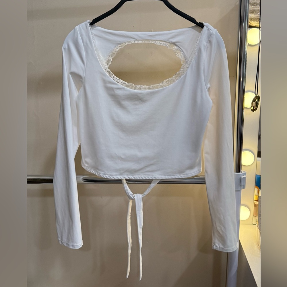 Wild Fable White Open Back Tie Top – Size S